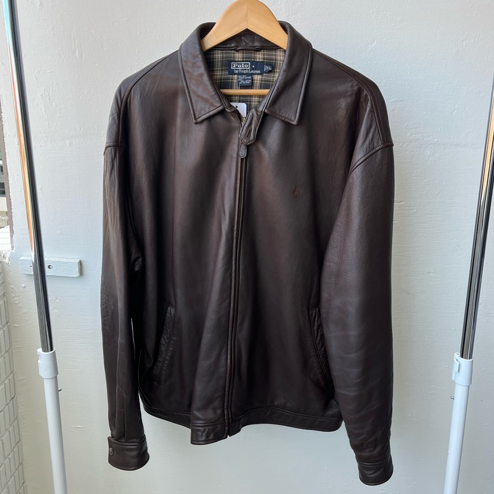 Polo by Ralph Lauren Men's Dark Brown Leather Jacket